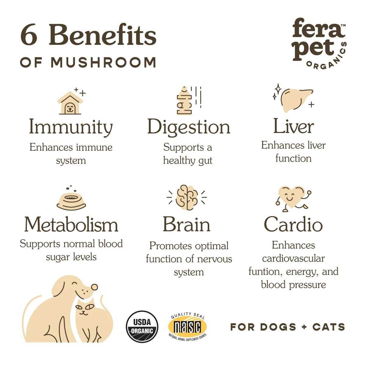 USDA Organic Mushroom Blend for Immune Support For Dogs and Cats