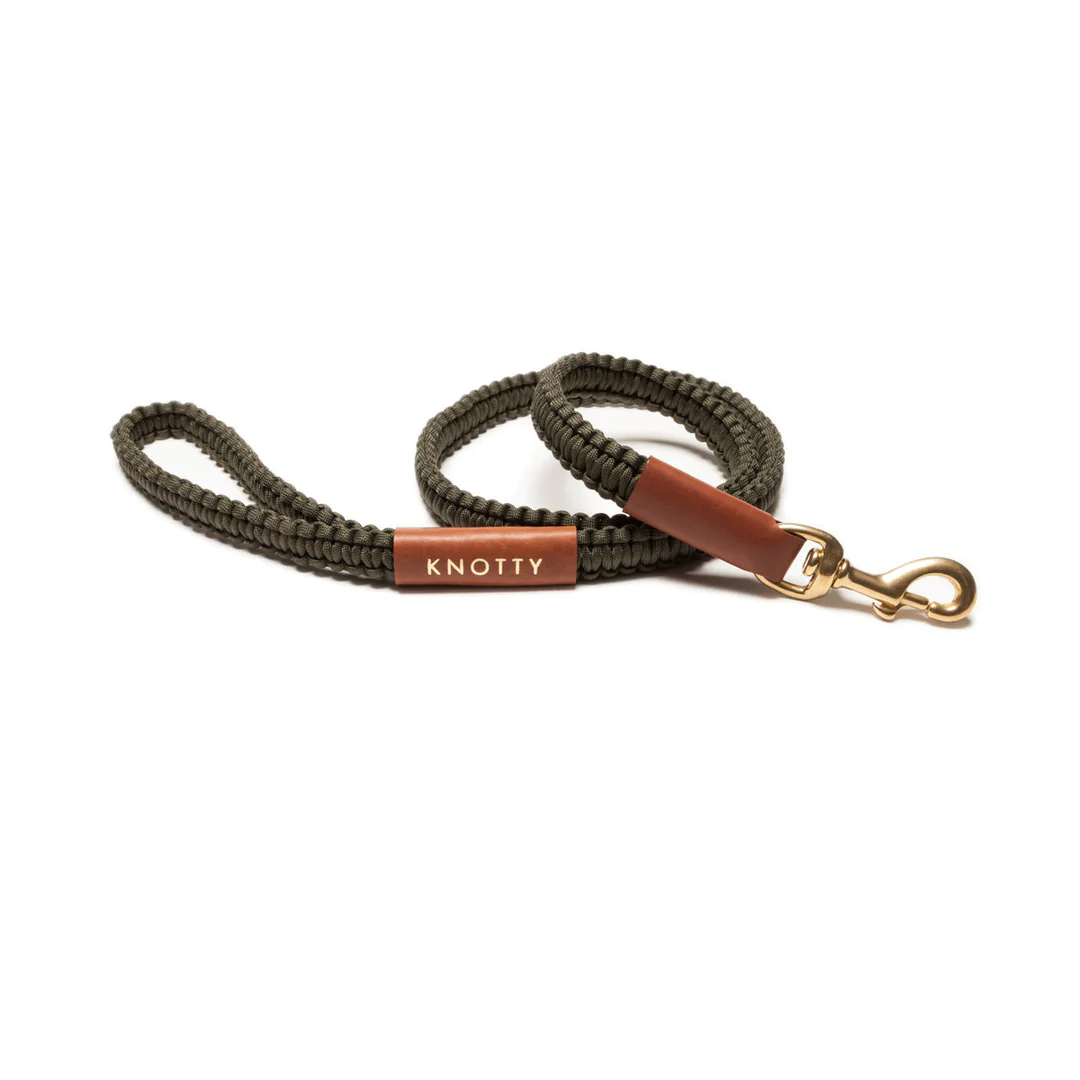 Braided Knotty Leash - Olive